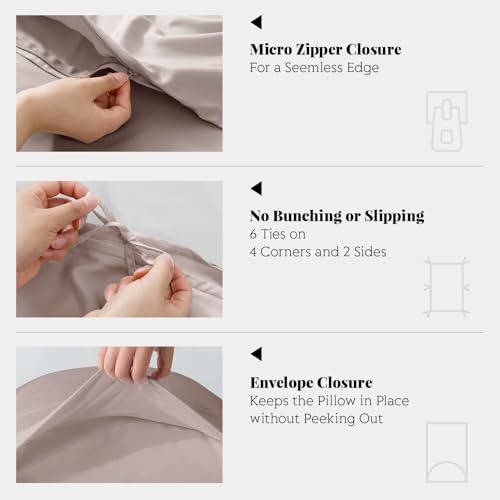 Twin/Twin XL Duvet Cover Set, 100% Viscose Derived from Bamboo, 2 Pieces, 1 Zipper Closure Duvet Cover (70"x90") and 1 Pillowcases (20"x30") Cooling & Silky Soft (Light Pink)
