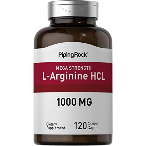 Piping Rock 3791A L-Arginine Hcl 1000 Mg | 120 Caplets | Mega Strength Supplement | Vegetarian cover