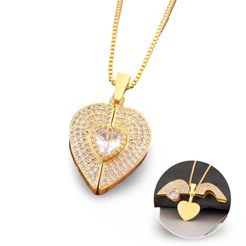 Collier coeur ouvrable en cuivre et zircon de haute qualité pour femme