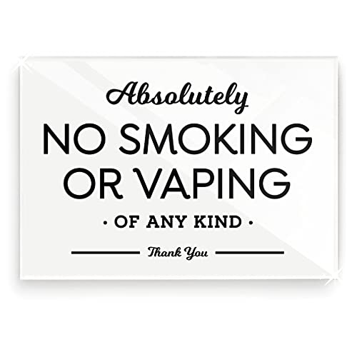 Reilly Originals 3.5x5 Inch Absolutely No Smoking Vaping of Any Kind Designer Sign ~ Ready to Stick ~ Premium Finish, Modern, Durable (1)
