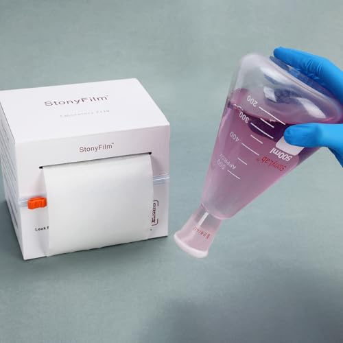 stonylab Laborschutzfolie, 10 cm Breit x 38 m Lang, Flexibel und Hoch Dehnbar (Über 500%), Selbstklebende Folie für Sicheren Laborkontainer, Verhindert Leckagen und Verdunstung