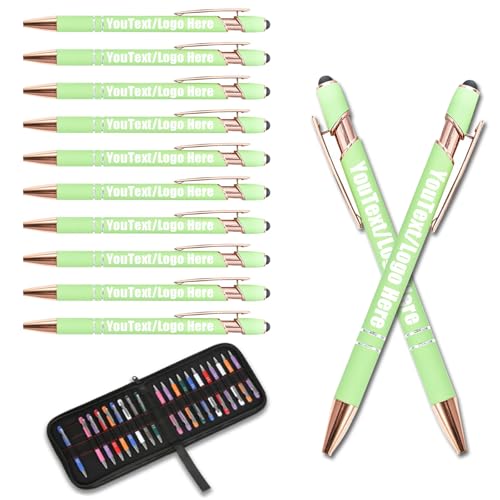 Generic Custom Pens Personalized In Bulk,Water-Based Pen With Name And Company Logo,Black Ink Ballpoint Pens Business Pens For Marketing, Schools, Companies Pen, Light Green