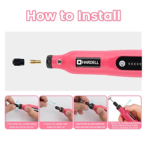 HARDELL-Mini-Cordless-Rotary-Tool-5-Speed-37V-rechargeable-Rotary-Tool-Kit-with-55-Accessories-USB-Charging-Multi-Purpose-Power-Tool-for-Sanding-Polishing-Drilling-Etching-Engraving-DIY-Crafts