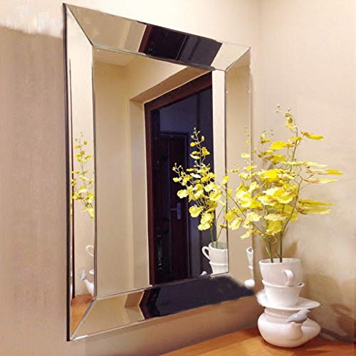 Makeup Mirror Wall-Mounted Makeup Mirror Porch Decorative Mirror Square European-Style Bathroom Vanity Mirror Wall-Mounted Vanity Mirrors (Size : 84 * 112Cm) #TOP4