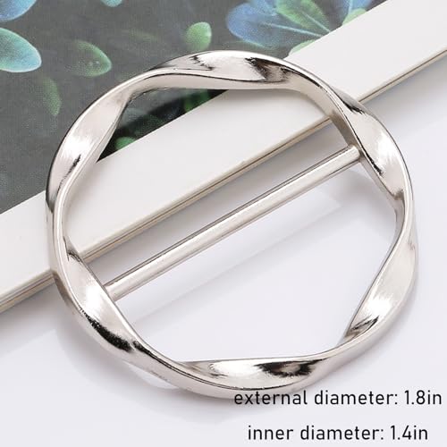 Image of Scarf Ring Clip for Women 4PCS T-Shirt Clips Metal Round T-Shirt Tie Ring Rhinestone Pearl Tshirt Clips Buckle Clothing Ring Wrap Holder