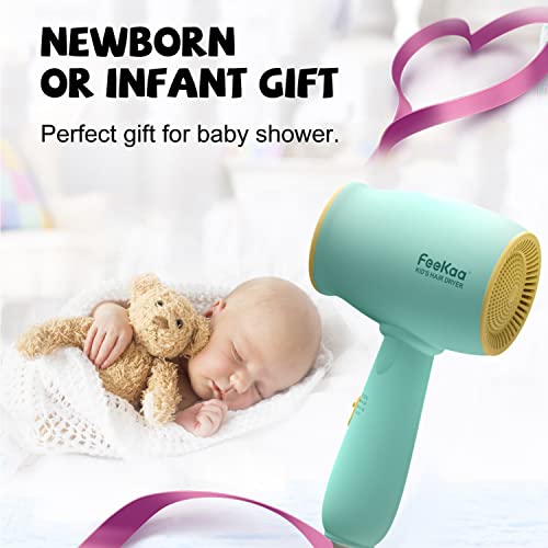 Kids Hair Dryer, Feekaa Kids Blow Dryer For Girls, Low Noise Gentle Heat For Kids Skin, Gift For Children's Birthday, Christmas Gift, Yellow-Green #TOP5