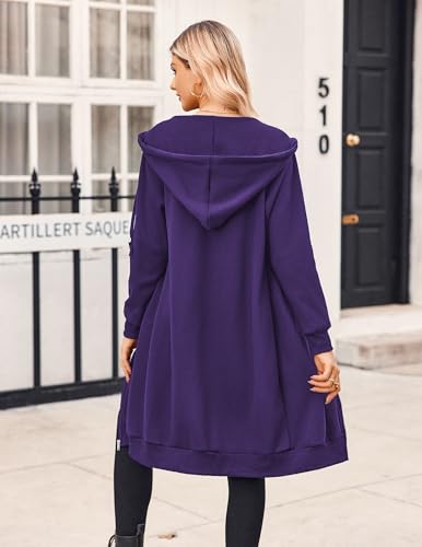 Zeagoo Women's Zip Up Hoodies Oversized Fleece Long Tunic Sweatshirts Casual Long Sleeve 2024 Fall Hoodie Jacket Coat