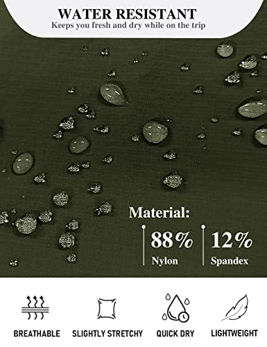 Mofiz Women's Hiking Pants Quick Dry Lightweight Nylon Cargo Joggers Pants Water Resistant Walking Travelling Pants With Zipper Pockets Army Green, L #TOP4