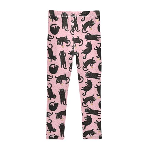 Black Cute Hearts Girls' Leggings Toddler Doodles Pink Cat Kids Yoga Pants Dance Active Tights 4T2