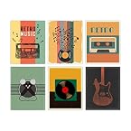 SUPERDANT Vintage Musique Affiche Decoration Murale Sur Toile Mur Tableau Decoration Murale Microphone Guitare Coloré Peinture Mur Art populaire Rétro à la Mode Tableaux, Posters et Arts Décoratifs