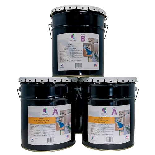 Colored Epoxies Safety Yellow Epoxy Resin Coating Made with Beautiful and Vibrant Pigments, 100% Solids, Concrete and Plywood. 15 Gallon