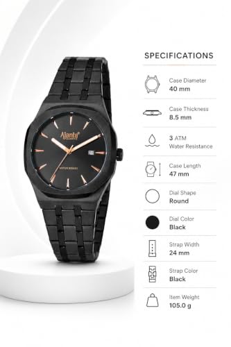 Image of Ajanta Quartz Vertex Dial Stainless Steel Date Display Watch for Men
