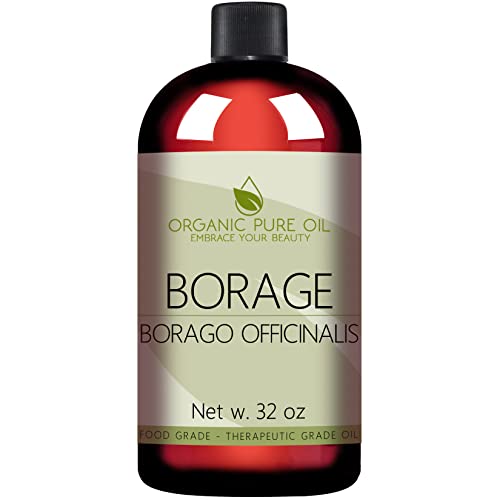 Opo Borage Seed Oil - 32 Oz - 100% Pure Unrefined Non Gmo, High Gla, Bulk Natural Carrier Oil Moisturizer For Skin Hair Nails Body Soaps Diy & More - Liquid Borago Virgin Vegan Premium Grade A #TOP21