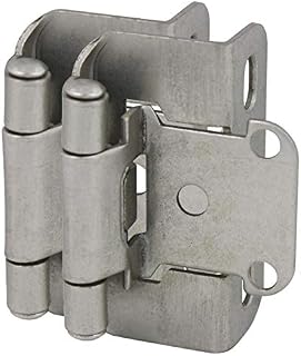 Cosmas 27550-SN Satin Nickel Self Closing Partial Wrap Cabinet Hinge 1/2" Inch Overlay [27550-SN] - 10 Pair Pack