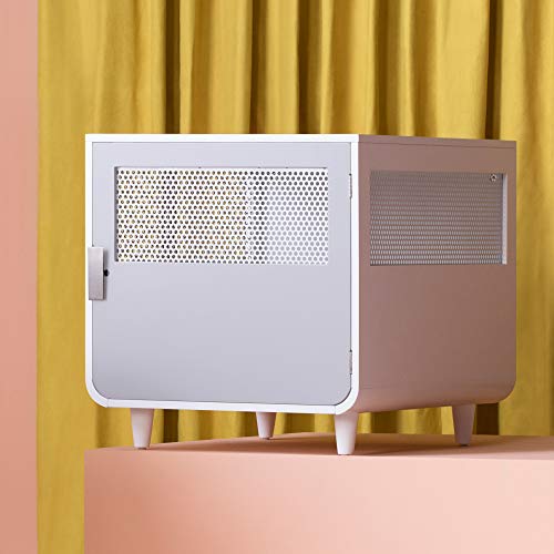 Staart Wooden Indoor Pet Crate/Kennel And End Table Console Décor Furniture- Medium 23' X 30' X 24'- Alpine White And Light Gray #TOP2