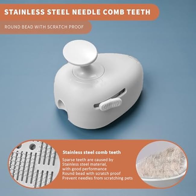 4 in 1 Cat Steam Brush for Shedding, Rechargeable Pet Hair Brush for Indoor Cats, Massage, Cleaning, Shedding, Combing & Remove Floating Hair All In One(White)-LpTy0gy9