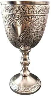 Wine Goblet Vintage Chalice Roman King Arthur Wine Cup Renaissance Medieval Drinking Goblet Unique Gift (150 ml) (Pewter Antique)