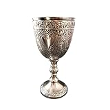 HIGHSTREET NAUTICAL Wine Goblet Vintage Chalice Roman King Arthur Wine Cup Renaissance Medieval Drinking Goblet Unique Gift (150 ml) (Pewter Antique)