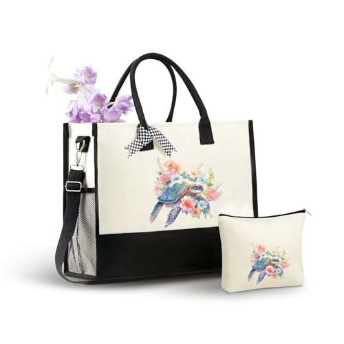 Bolso Tote de Lona para Mujer con Diseño de Tortuga miniatura 1