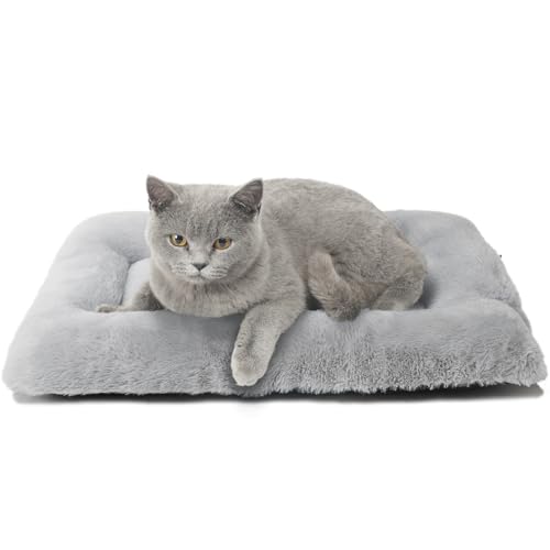 Crate Pads 18x12 Dog Bed for XX- Small Dogs and Indoor Cats Washable,Fluffy Comfy Soft Dog Kennel Pad Pet Sleeping Mat,Deluxe Plush Cat Bed cushion for Tiny Dogs Breeds Fits Crate 18 Inches,Light Grey