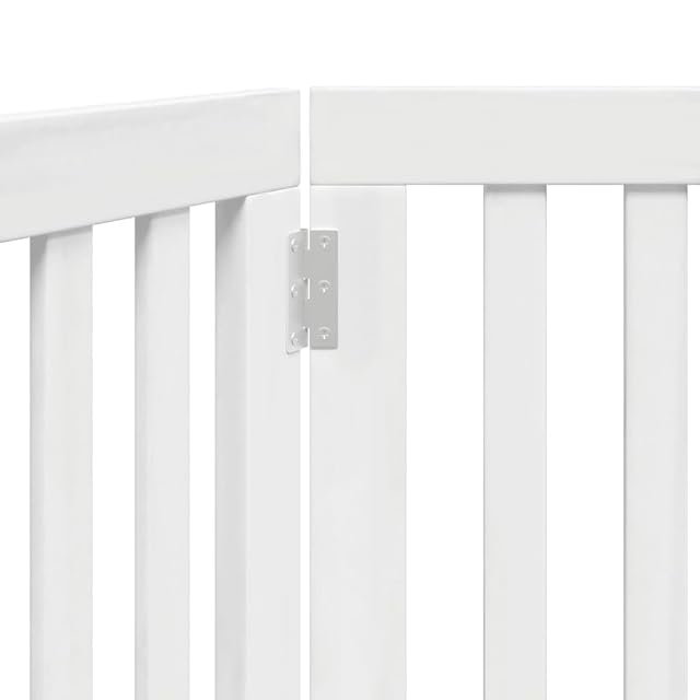 Foto 5 de 8 de vidaXL Puerta para Perros Plegable 2 Paneles Madera álamo Blanca 160cm, Puerta para Mascotas