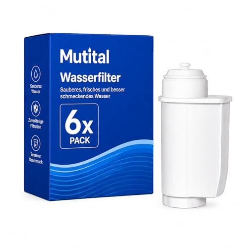 Mutital 6er-Pack Wasserfilter Ersatz fur Siemens® EQ Series, EQ3/EQ6/EQ9, EQ500, S700, 3200 Wasserfilter Kaffeevollautomat Kompatibel mit Bosch® TCZ7003, TCZ7033, für Brita® Intenza 57549 (6)