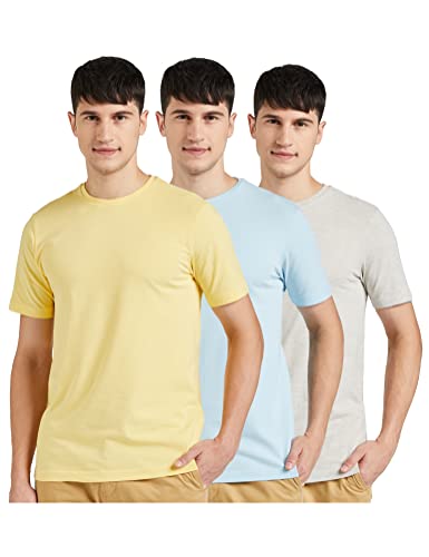 Image of Amazon Brand - Symbol Men's Solid Cotton T Shirt | Plain | Round Neck | Half Sleeve - Regular Fit | Combo Pack of 3 (Available in Plus Sizes)