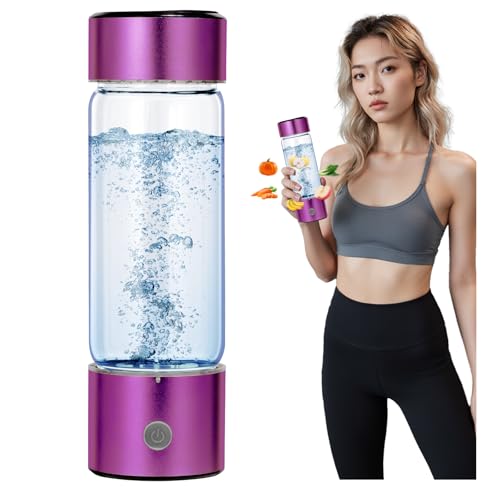 Yilooshion Hydrogen Water Bottle Generator,460mL Portable Rechargeable Hydrogen Water Ionizer aquahealth Hydrogen Water Machine with SPE/PEM Technology for Fitness Home Gift Travel Drinking (Purple)