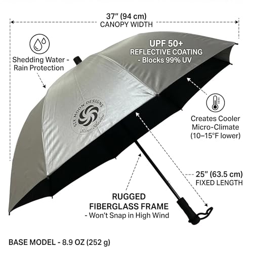 Paraguas para Senderismo Six Moon Designs Silver Shadow - Protección Solar y Lluvia UPF 50+ - Ultraligero 252 g Marco de Fibra de Vidrio - Paraguas Reflectante Duradero para Mochileros miniatura 3