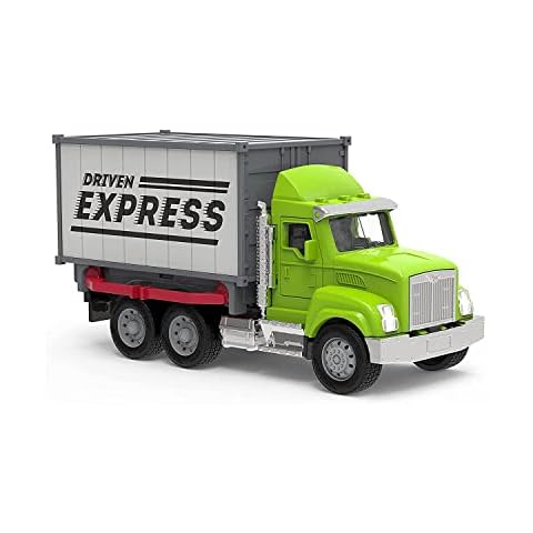 Driven Micro LKW 19 cm mit abnehmbarem Container, Lichtern und Tönen - Laster Spielzeugauto mit Geräuschen, Funktionen - Spielzeug Auto ab 3 Jahren Cover
