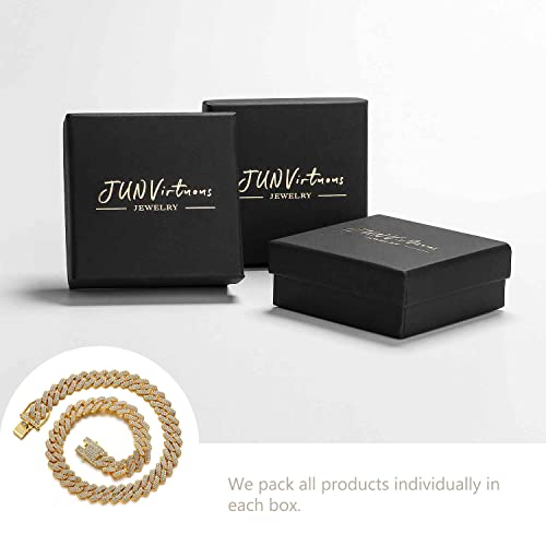 JUNVirtuous Cuban Link Chain Mens Iced Out Miami Cuban Necklace Silver/Gold Bling Diamond Hip Hop Jewelry for Women