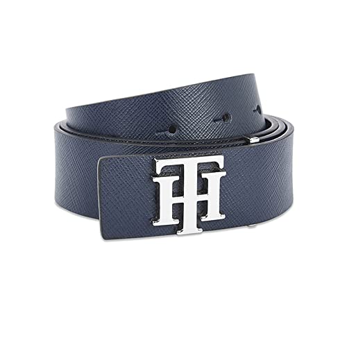 Image of Tommy Hilfiger Solid Leather Mens Formal Single Side Belt (NAVY, FRSZ)