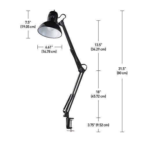 Globe Electric 12641 Architect 32" Swing-Arm Clamp-On Lamp, Black Architect, Finish, LED Bulb Included by Globe Electric - Image 7