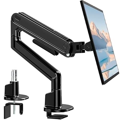 monTEK Single Monitor Arm, Heavy-Duty Adjustable Mount for 17″–40″ Screens,Full Motions Arm Mechanical Spring Holds Up to 26.4lbs, VESA 75x75/100x100,Black