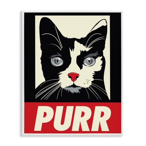 Stupell Industries Purr Text Vintage Cat Red Black Pictural Sign, Design by Rachel Caldwell