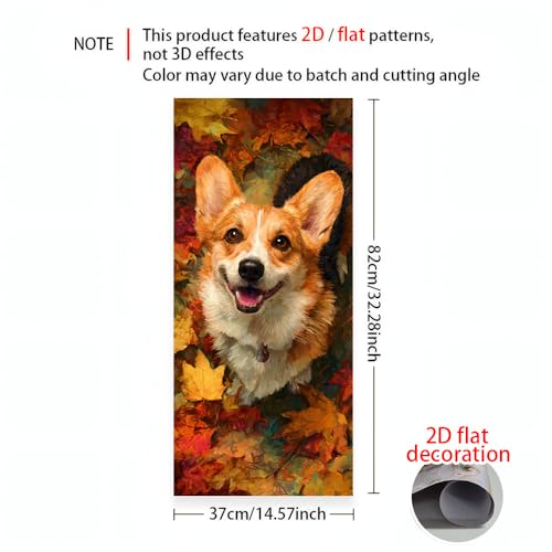 Image of 14.6x32.3 Inch Trash Can Cover Corgi in Autumn Leaves Design Outdoor Garbage Bin Decoration Sticker Wrap
