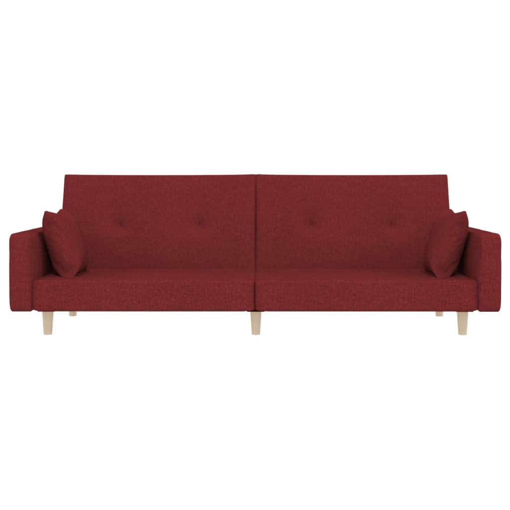 Sofá cama de 2 plazas plegable con 2 cojines de tela burdeos