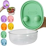 Contenedor 2 en 1 sin ensuciar para aperitivos, taza portátil de almacenamiento de alimentos a prueba de derrames con tapa de silicona para dedos, soporte para aperitivos de viaje para acampar al aire