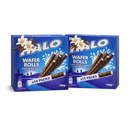 Crispy Wafer Rolls with Vanilla Cream Filling Bundle Pack of 2 Light Crunchy Wafer Stick Snacks Individually Wrapped Includes Thank You Card