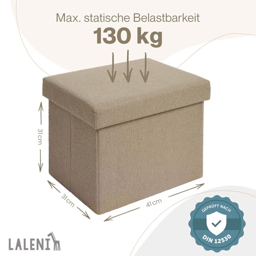 Laleni Sitzbank mit Stauraum Teddy Sitzwürfel Spielzeugtruhe 41x31 cm Taupe – Ansicht 3