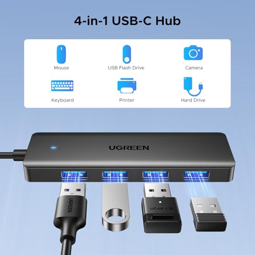 Image of UGREEN USB C Hub 4 Ports, Type C to A Adapter, Ultra-Slim, 25cm