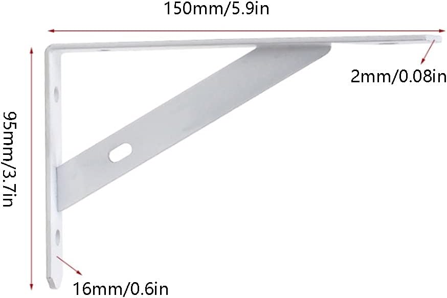 Zanotva 6 Pack Heavy Duty Shelf Brackets Wall Mount Shelf Brackets Metal Supports Triangle Shelf Supports Corner Screws Fitting Complete(150x95mm/5.9x3.7in)