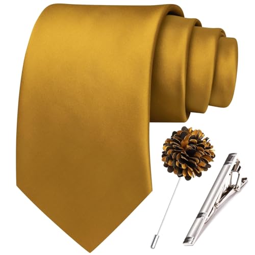 Image of Hi-Tie Men's Extra Long Solid Satin Tie Set 63 Inch /70 Inch Formal Necktie