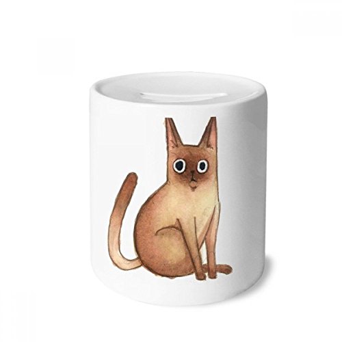 Tirelire céramique chat siamois DIYthinker boîte économie monnaie pour enfants adultes multicolore