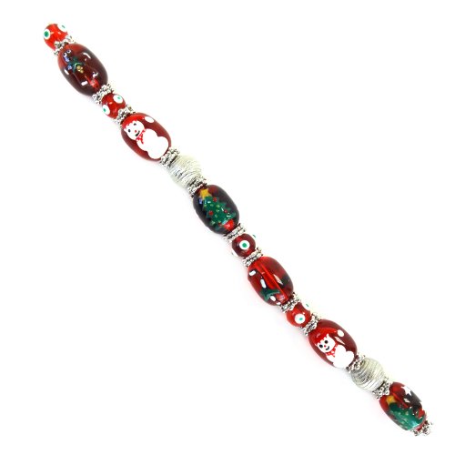 Linpeng Loose Strand for Jewelry Making Christmas Glass Beads, Red Green