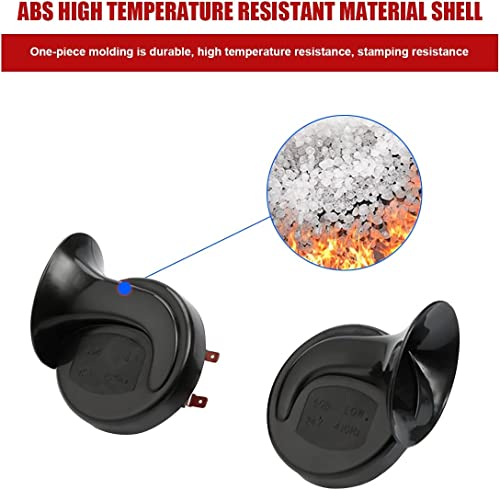2PCS 300DB Super Loud Train Horns, 12V Waterproof Air Horns Replacement Kit, Car Air Electric Snail Double Horn, Automotive Accessories Universal for Car, Motorcycle, Truck, Bike, Boat (Red) - Thumbnail 2