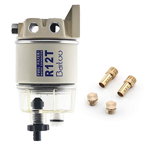Bartoo R12T Fuel Water Separator Marine,10 Micron Fuel Filter Marine Parts Replace S3240 120At Npt Zg1/4-19 Fit 3/8-Inch Npt Outboard Motor #TOP7