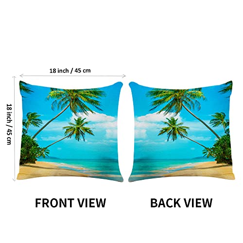 Yggqf Throw Pillow Cover Beautiful Tropical Beach With Palm Tree Home Decor Pillowcase For Sofa 18X18 Inches #TOP5