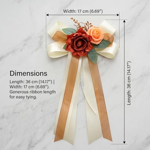Vkinman Wedding Car Door Handle Decorative Flowers, Artificial Flower Bouquet, Ideal for Decorating Cars and Wedding Celebrations (6, Champagne) by Vkinman - Used condition - Image 2