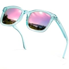 A08-clear Teal Frame Pink Mirrored Lens